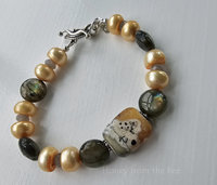 Lampwork bracelet with labradorite and pearls