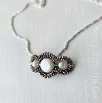 Marcasite pendant with pearls and sterling silver