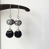 Boho style earrings in black and white