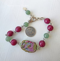 One of a kind bracelet in rose and green