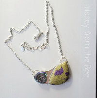 Druzy necklace in purple and green