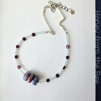 Garnet necklace features lampwork bead focals