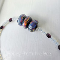 Red and blue art glass beads necklaced