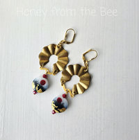 Lampwork earrings in gold and red