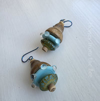 Beach earrings in aqua and sand