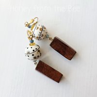 Lampwork earrings in white, brown and blue