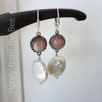 Mauve and white earrings