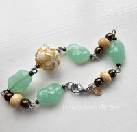 Lampwork bracelet in white, yellow and celadon