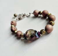 Druzy agate bracelet with faceted pearls and basha bead