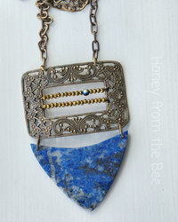 Artisan necklace features lapis lazuli