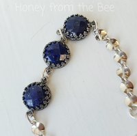 Lapis Lazuli bracelet with sterling silver chain