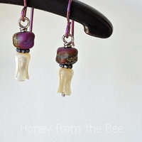 Tiny lampwork earrings in pink and cream