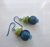 Bright colorful summer earrings in aqua and chartreuse