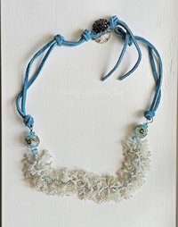 Beach necklace in aqua and white