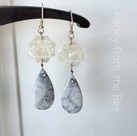 Mandala earrings feature jasper and buttons