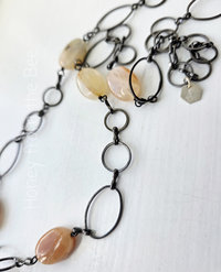 Peach Moonstone necklace with butterfly theme