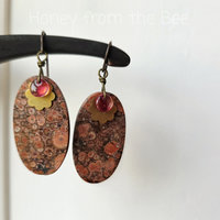 Orbicular Rhyolite earrings in pink and red