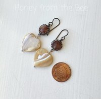 Valentine earrings feature peach moonstone