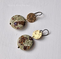 Rainforest jasper earrings with brass accent