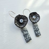 Orbicular Jasper earrings in grey, black and white
