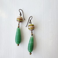 Boho style earrings in green and gold