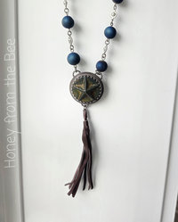 Star necklace in silver, blue and brown