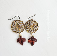 Falling leaf earrings in jasper and brass