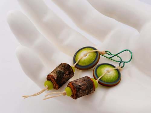 Shades of Green Earrings, copyright Honey from the Bee