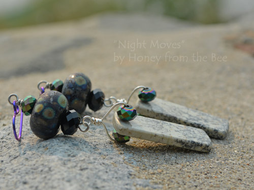 Black and Peacock Earrings