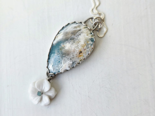 Ocean inspired pendant in blue and white