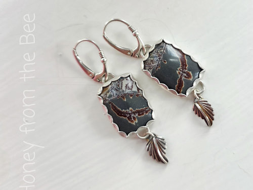 Statement earrings in silver with jasper 