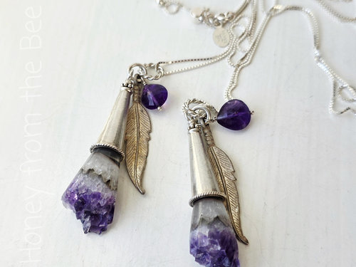 Amethyst and silver pendant