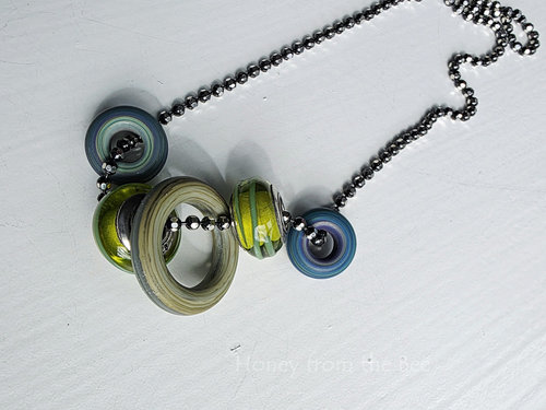 Aqua earrings with chartreuse