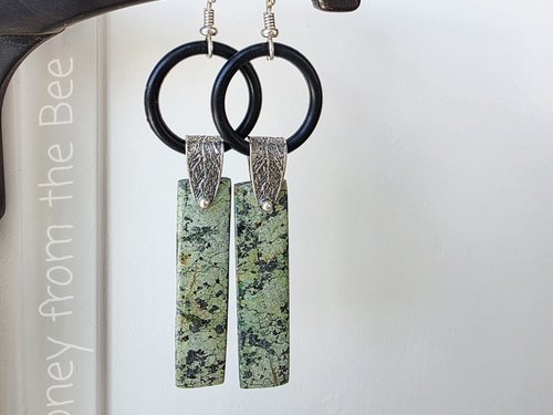 Turquoise earrings with sterling silver accents