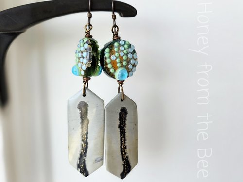 Chohua Jasper earrings with fun lampwork