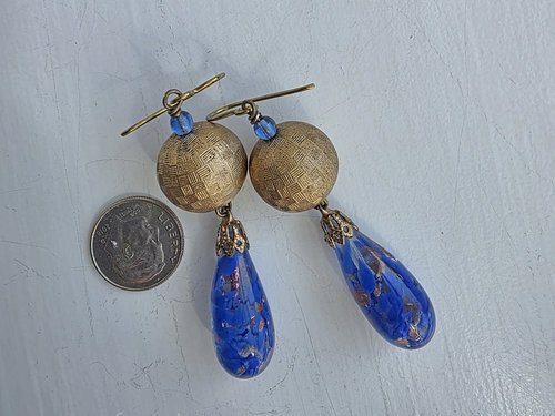 Blue and Gold earrings feature Venetian glass
