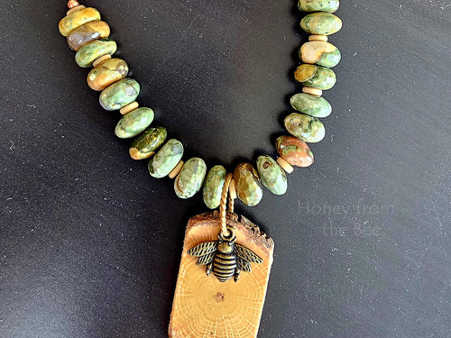 Rainforest Jasper necklace in greens and browns