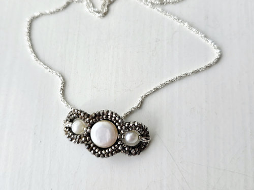 Sterling silver and marcasite pendant