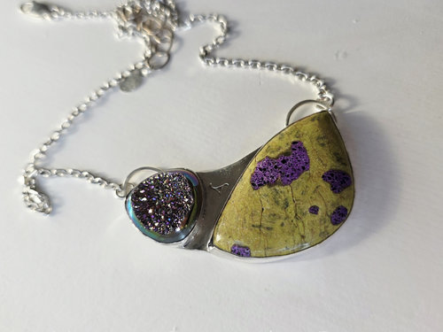 Purple and Silver necklace with Atlantasite