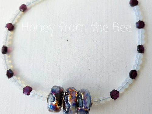 Opal like artisan bead necklace