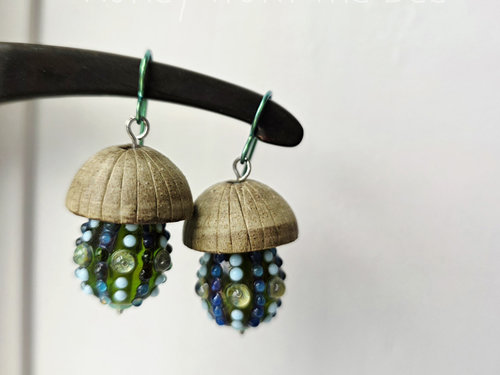 Ocean inspired earrings in green and aqua
