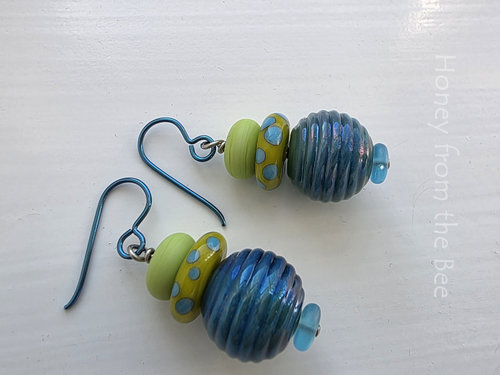 Bright colorful summer earrings in aqua and chartreuse