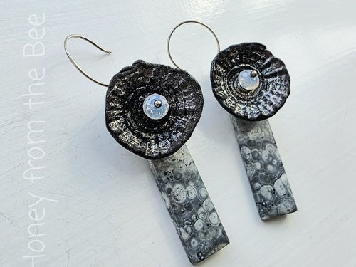 Orbicular Jasper earrings in grey, black and white