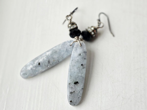 Blue Kyanite earrings with vintage crystals