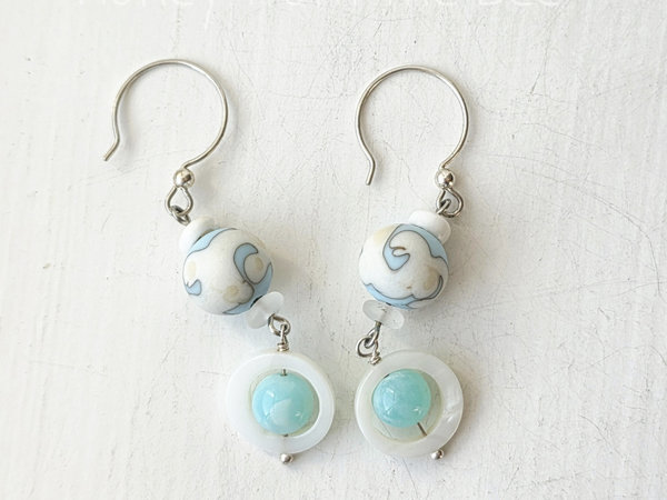 Sky Blue and white earrings