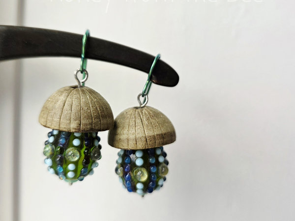 Ocean inspired earrings in green and aqua